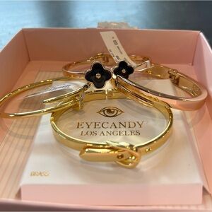 Gold and Black Flower Bracelet Set